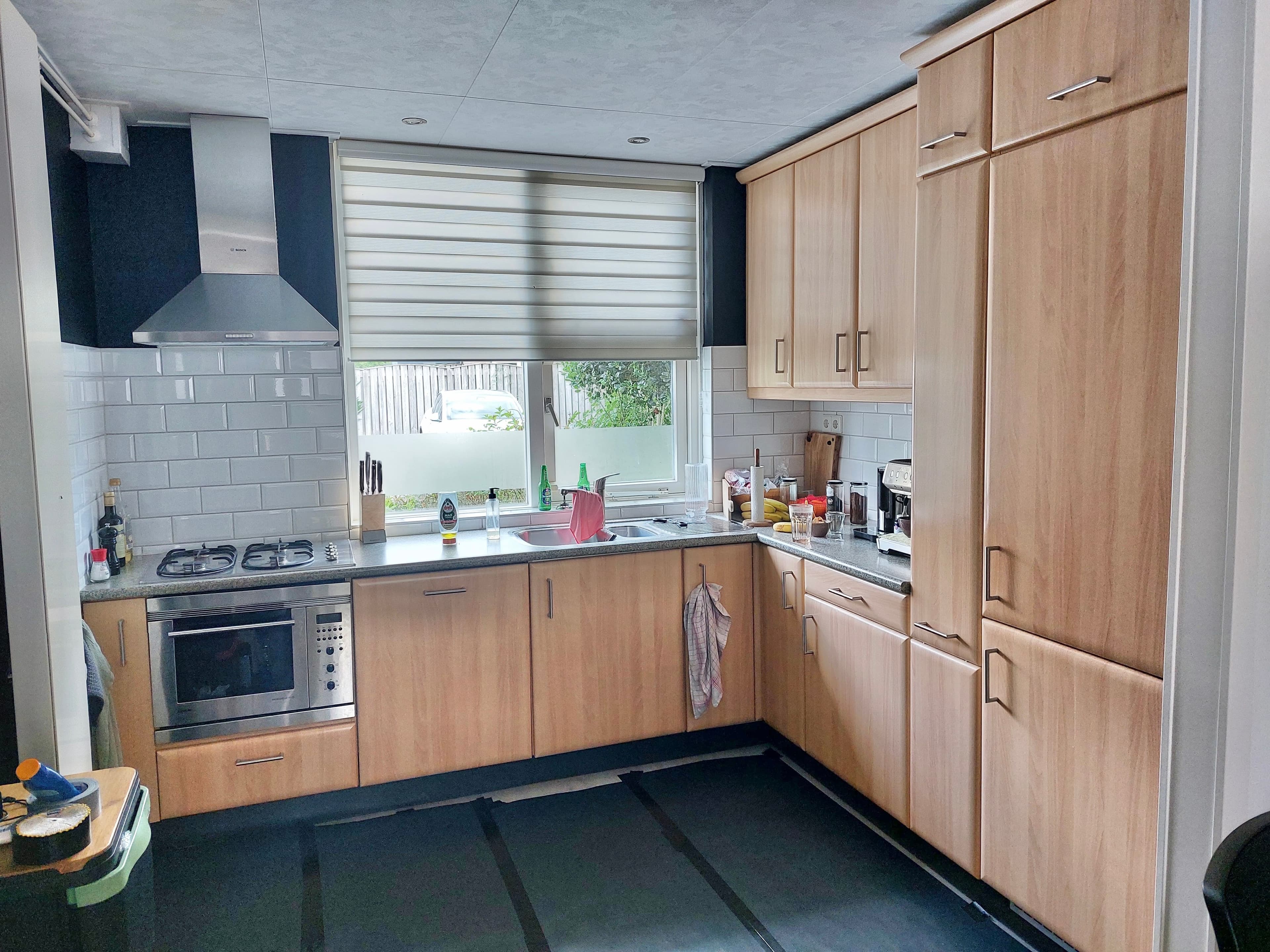 Stripe oak & amandel beige voor